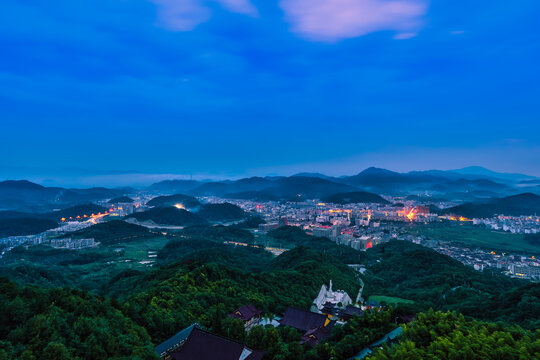 义乌大陈龙山景区夜景风光