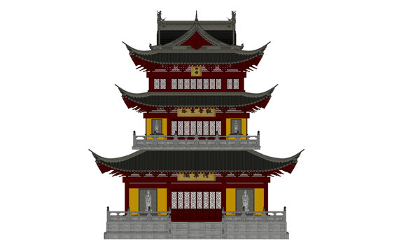 十字歇山閣樓正立面效果圖