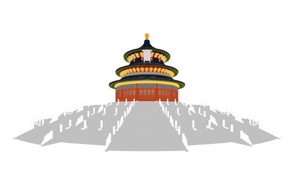 北京天坛立面插画图