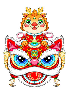 國潮喜慶新年龍年醒獅龍