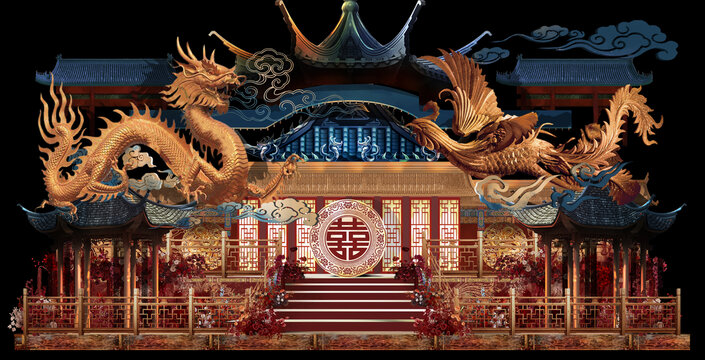 明制婚禮手繪效果圖