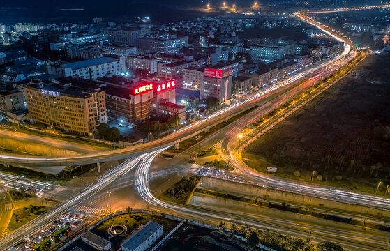 义乌环城南路城市交通夜景车流