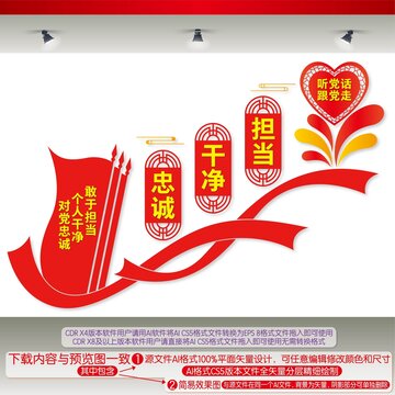 忠誠干凈擔當樓梯間文化墻