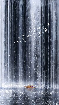 流水生財(cái)瀑布裝飾畫
