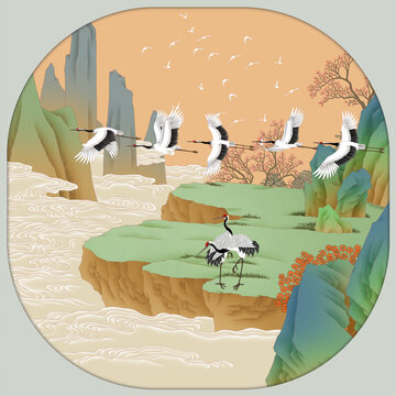 山水花鳥扇面