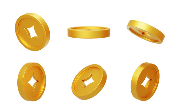 新年喜慶春節(jié)習(xí)俗金幣銅錢3D