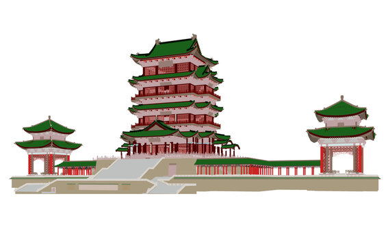 滕王閣軸測(cè)插畫圖