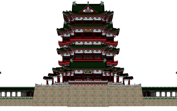 滕王閣主樓沿江立面效果圖