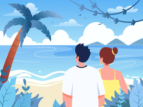 海邊情侶旅游