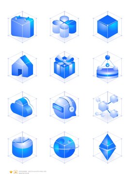 科技蓝3D立体Ui图标