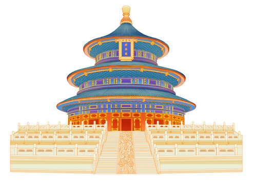 祈年殿建筑插畫