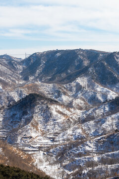 山东济南九如山七星台雪景