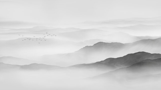 水墨山水紋