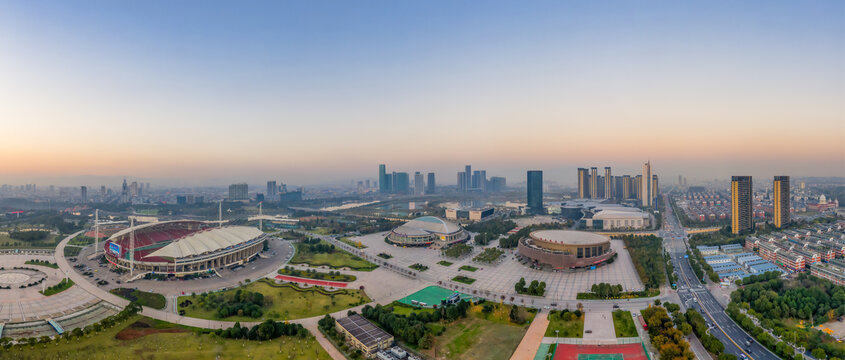 义乌城市风光航拍全景图