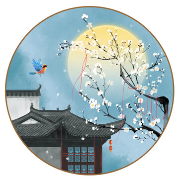 水墨江南插畫