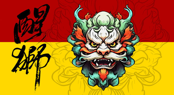 醒獅插畫
