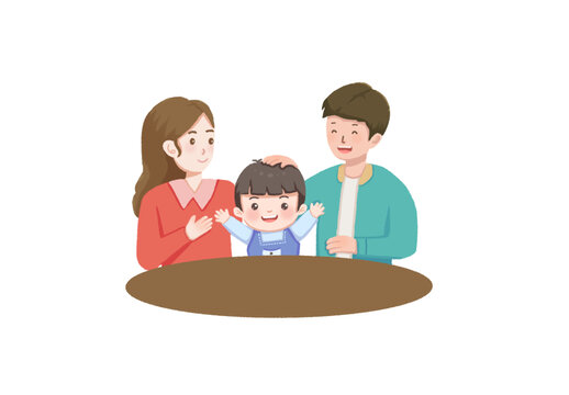 一家三口團圓素材