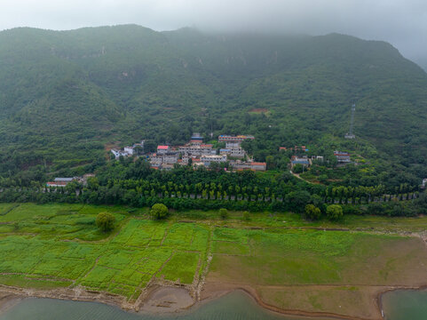 航拍济南锦绣川水库