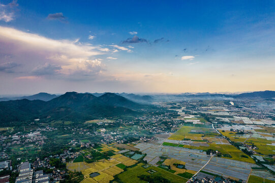 夏收季江南田园风光航拍