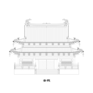 金殿正立面线稿图