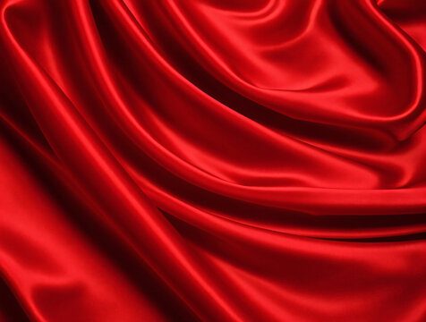 红色褶皱丝绸布料纹理