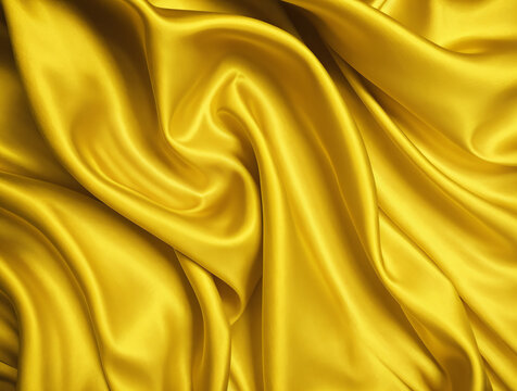 黄色褶皱丝绸布料纹理