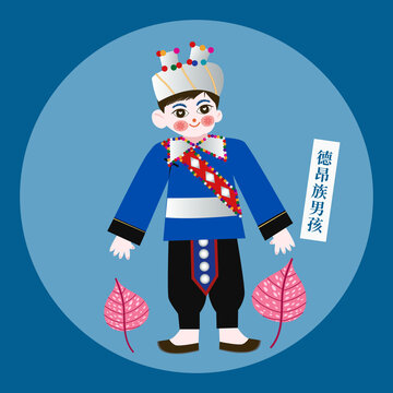 剪紙風德昂族男孩