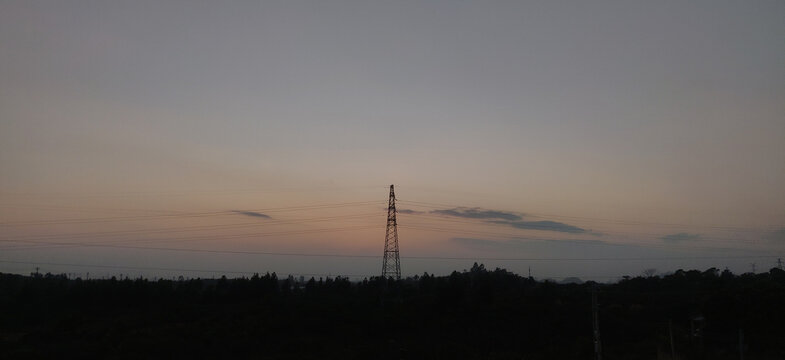 天空夕阳蓝色背景