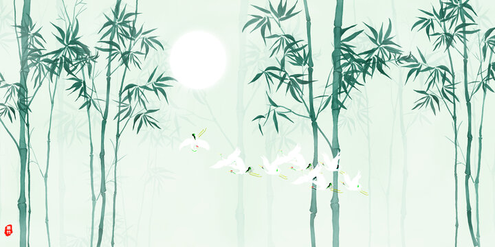 輕奢水墨竹影
