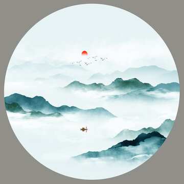 山水圓形