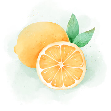 水彩手绘水果柠檬