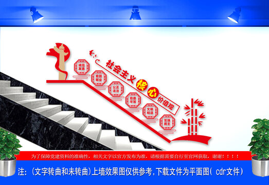 核心價值觀樓梯文化墻