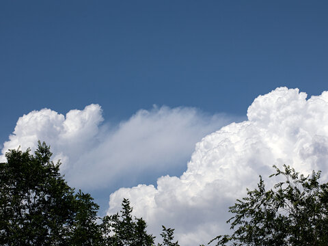 夏天晴朗天气下的蓝天白云背景