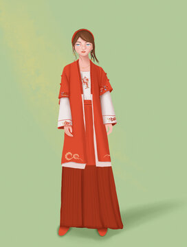 穿古代服裝的女孩