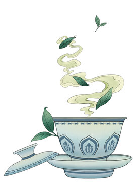 茶葉插畫元素