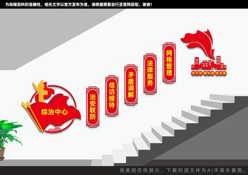綜治中心樓梯文化墻