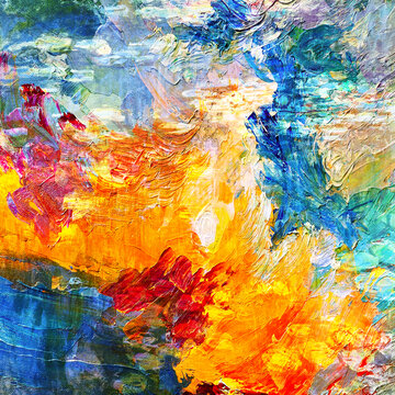 抽象幻彩炫彩彩色流体油画
