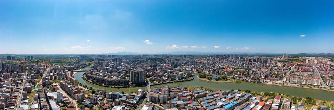 航拍湖南衡阳常宁市城市风光