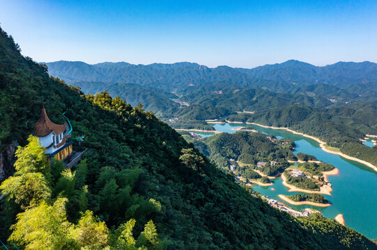 航拍湖南衡阳常宁市常宁天湖