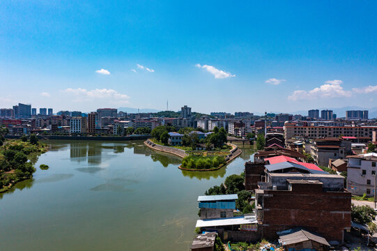 航拍湖南衡阳常宁市城市风光