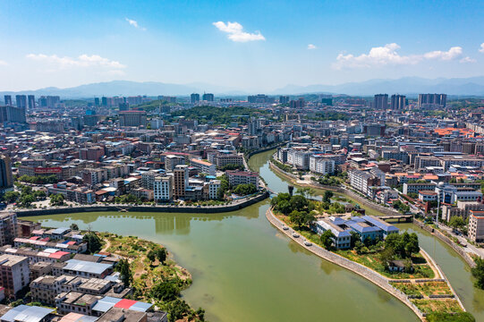 航拍湖南衡阳常宁市城市风光