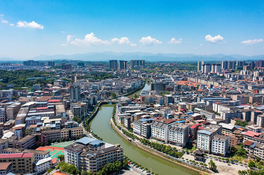 航拍湖南衡阳常宁市城市风光