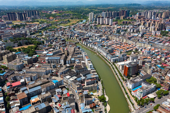 航拍湖南衡阳常宁市城市风光