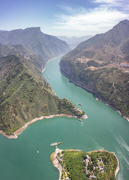 长江三峡白帝城航拍风光