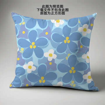 藍色花朵抱枕