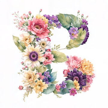 水彩花卉字母设计B