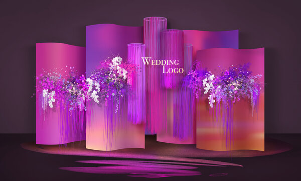 紫红日落婚礼背景效果图