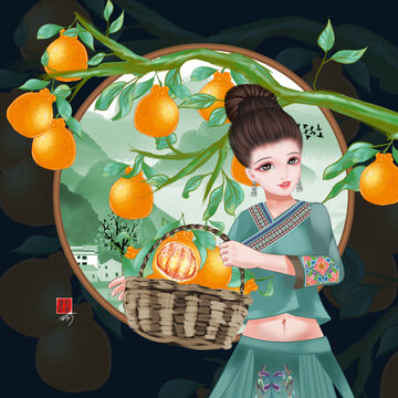 粑粑柑包裝插畫