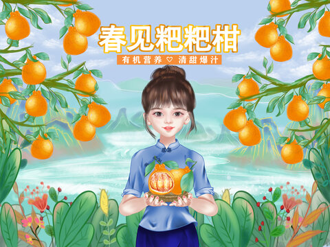 粑粑柑包裝插畫