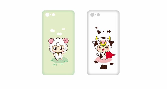 卡通動物手機殼插畫